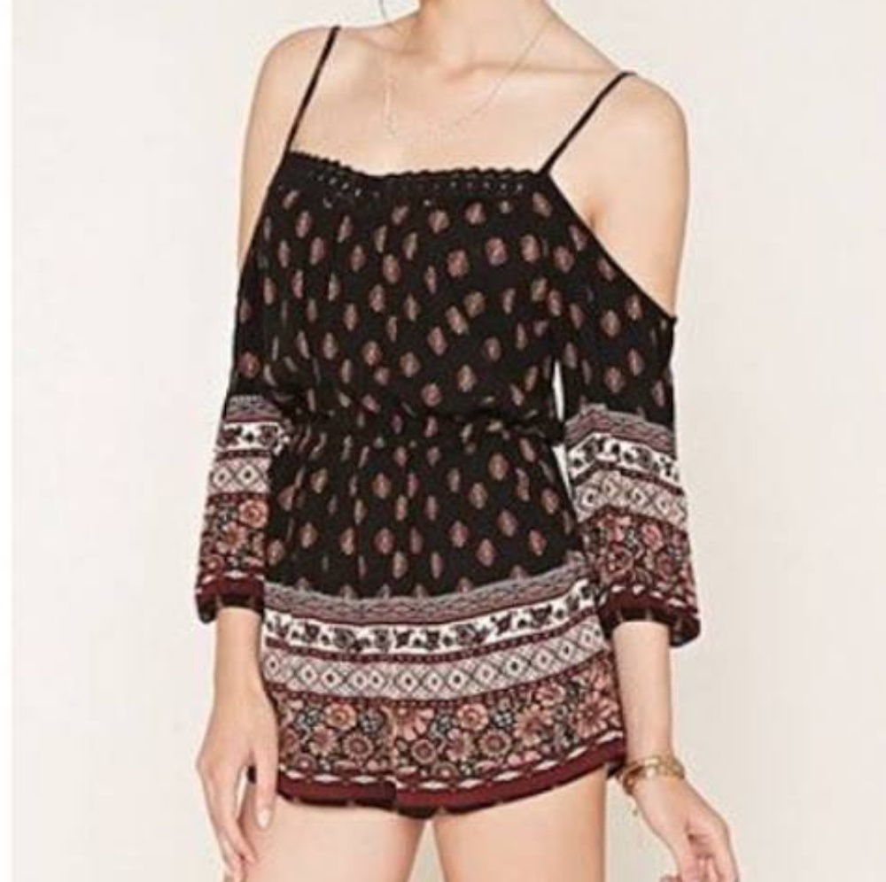 Forever 21 Boho Cold Shoulder Romper